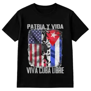 100% Cotton Unisex Patria y Vida, Viva Cuba Libre, Mens Womens Vintage Cuban T-Shirt/ Sweatshir/Washed cotton Top
