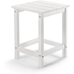 Outvita Adirondack Side Table, 14 Inch Square Outdoor End Table, HDPE Weather Resistant Coffee Table for Patio Balcony Deck Garden, White Summervibes
