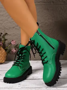 Colorful Thick Sole Zipper Boots, 2026 Trendy Style, Versatile Commuter Short Boots for Women