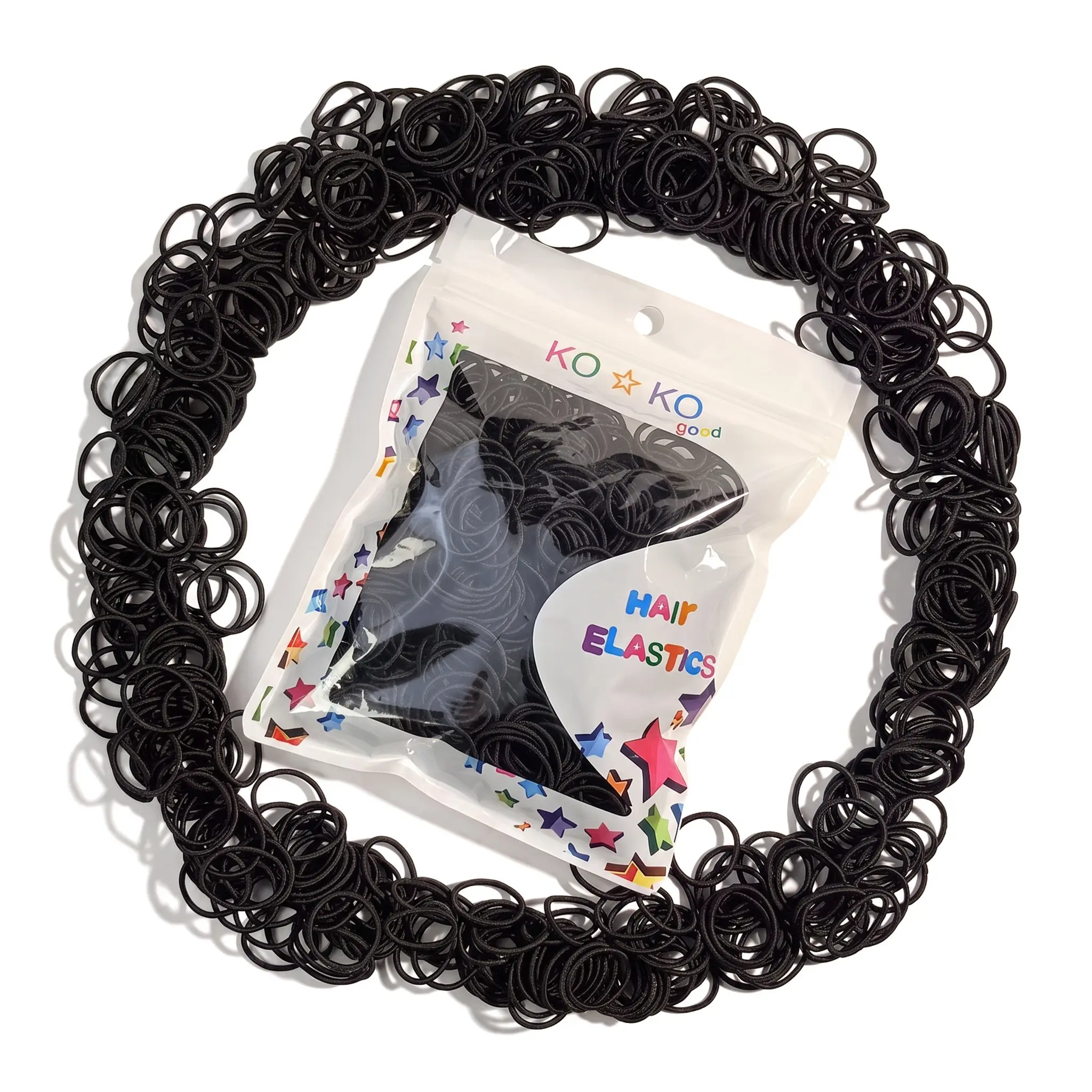 500PCS Black Mini Hair Elastics, Soft Rubber Tiny Hair Ties for Kids Girls Toddler, No Damage Small Hair Bands for Braids
