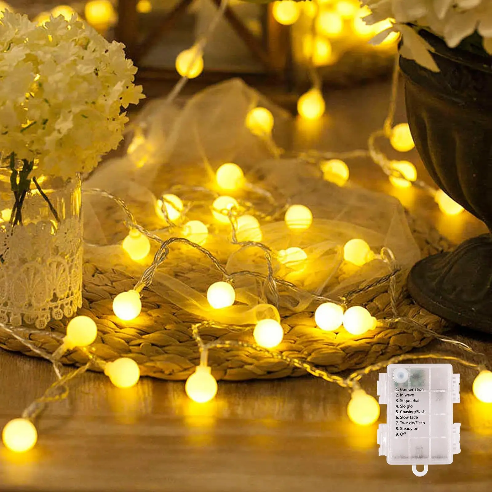 [Battery Box String Lights] 3m/6m LED Ball Lights | Halloween Christmas String Lights Outdoor With Battery Box For Camping, Tent, Canopy, Wedding Decor Outdoor Lights Outdoor Supplies