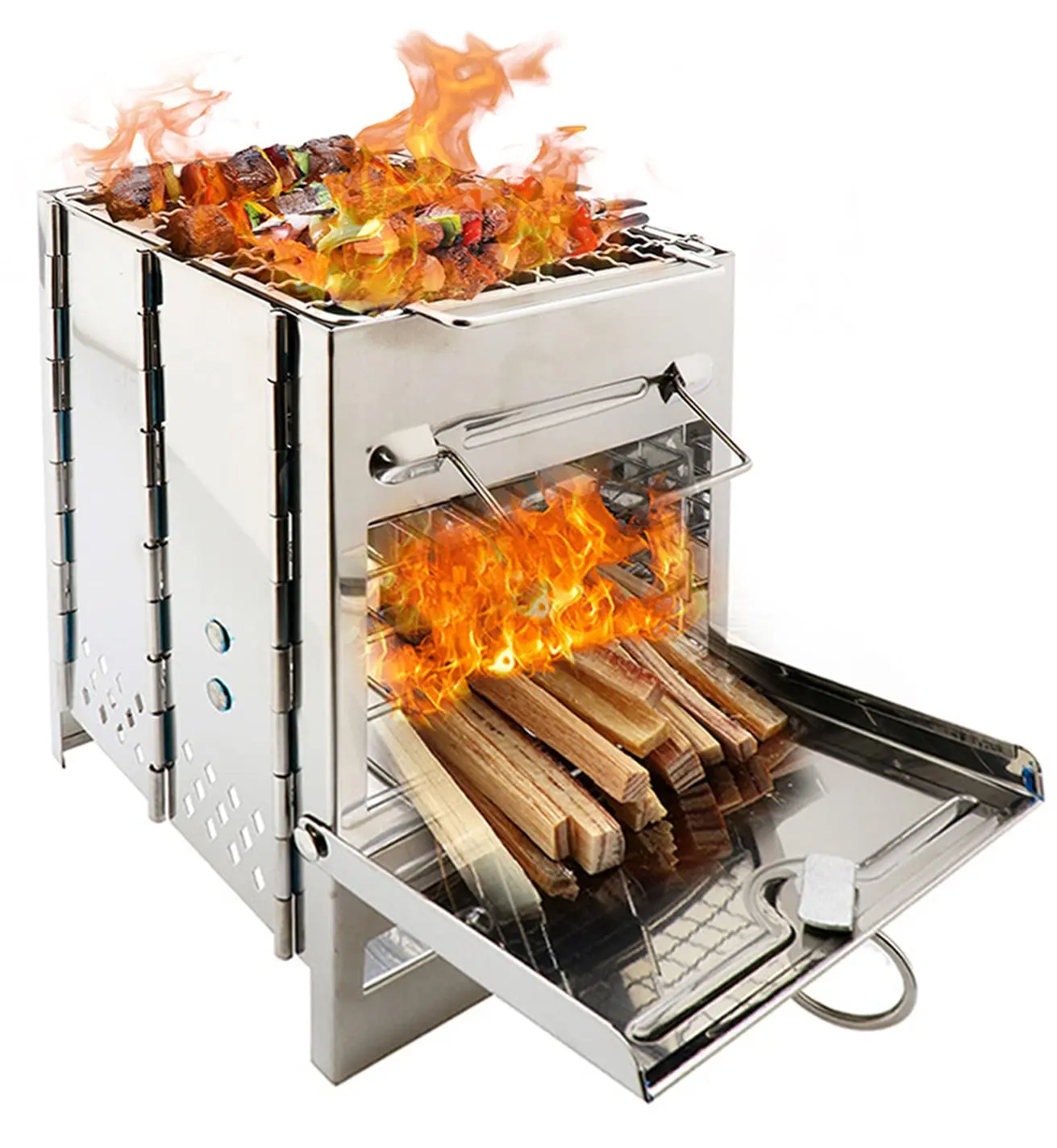 foldable double-sided fireproof outdoor barbecue tool firebox hot tent stove stove heater Outdoor Mini Foldable Stainless Steel Charcoal Grill Portable BBQ Stove for Camping Picnics & Backpacking Compact Durable Ready to Grill Anywhere CampingGrill Portab