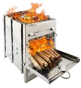 foldable double-sided fireproof outdoor barbecue tool firebox hot tent stove stove heater Outdoor Mini Foldable Stainless Steel Charcoal Grill Portable BBQ Stove for Camping Picnics & Backpacking Compact Durable Ready to Grill Anywhere CampingGrill Portab