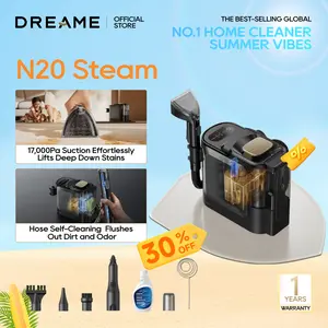 【New Arrival】DREAME N20 Steam Portable Carpet Cleaner with Steam & Hot Water Wash, Upholstery Cleaner Machine with Auto-Mix Solution, 17Kpa Powerful Suction, Spot Cleaner for Carpet, Couch, Furniture, Pets, Cars