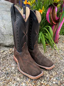 Anderson Bean Men's Rust Safari Elephant & 13” Black Top Square Toe Cowboy Boots 332203