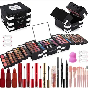 MISS ROSE M 148 Colors Makeup Pallet,Professional Makeup Kit for Women Full Kit,All in One Makeup Sets for Women&Beginner,include Eyeshadow,Lipstick,Eyeliner,Concealer,makeup brush(045 Set-Black)