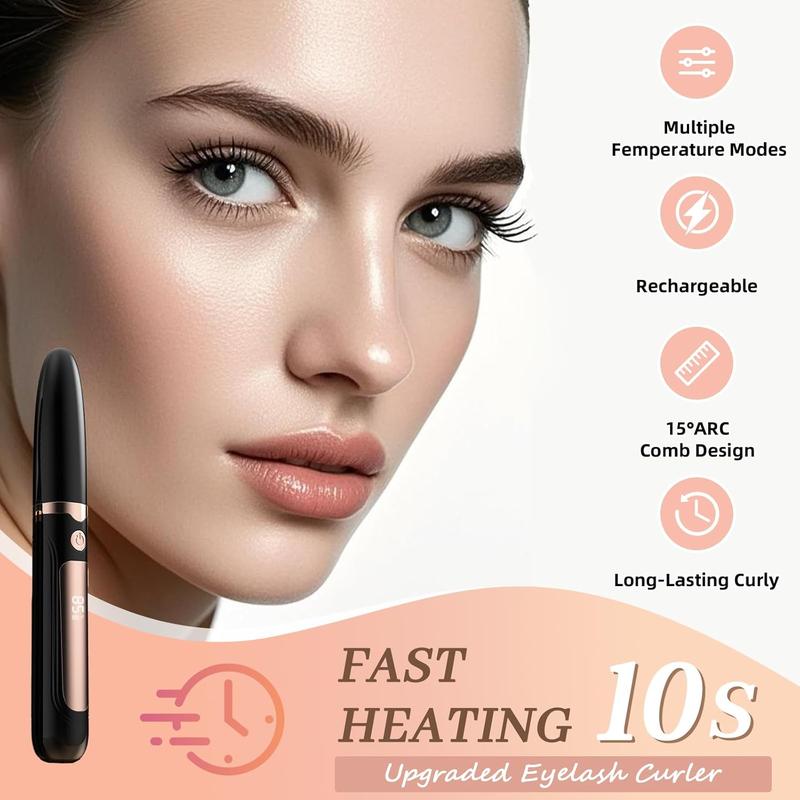 2026 Heated Eyelash Curler-USB Rechargeable Electric Eyelash Curler- Eyelash Curlers Heated 4 Temperature Modes Fast Heat Up Within 3s - 24 Hours Long Lasting- with Led Display for Women Girls(Black)