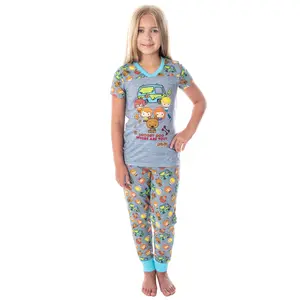 Scooby-Doo Girls' Pajamas Chibi Characters Mystery Machine Shirt And Pants Kids Pjs Pajama Set