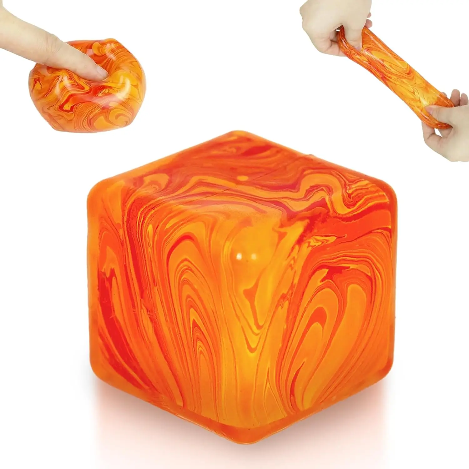 Swirl Maltose Squishy Toy, Marble Ice Cube Squeeze Toy | Slow rising sensory stress balls for anxiety relief. Durable TPR calm down fidget toys.
