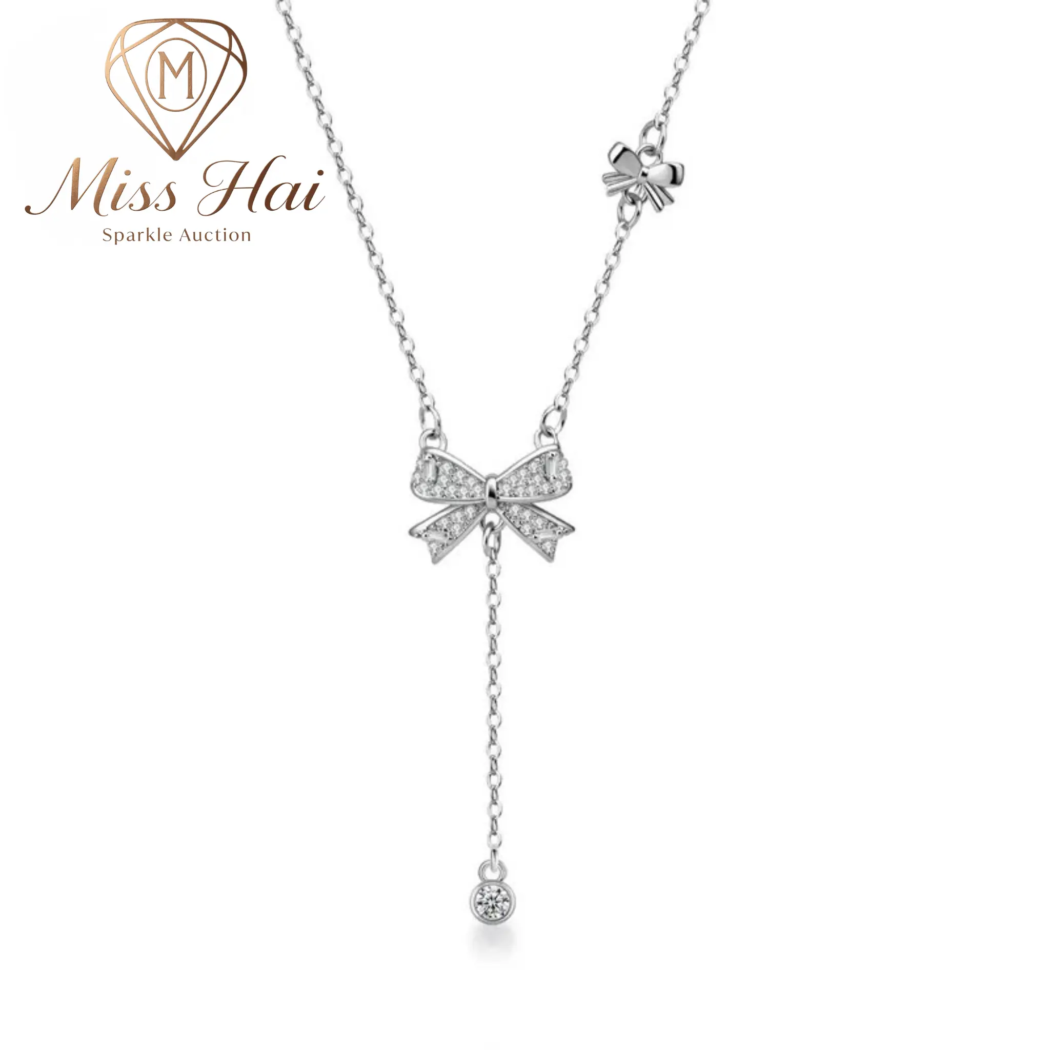 MISS HAI 【Livestream Special Offer】Romantic Bow‑Tassel Butterfly Necklace, Tied‑Destiny Design with Sturdy Titanium Steel Chain, Charming Ornament for Wedding, Engagement & Holiday Gifting