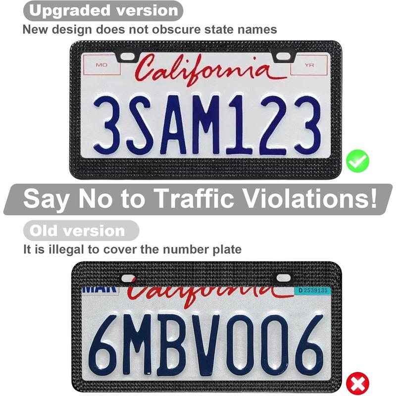 2 Pack Bling License Plate Frames for Women, Sparkly Rhinestone Accessories with Glitter Caps (Black) 2 Pack Bling License Plate Frames for Women, Sparkly Rhinestone Accessories with Glitter Caps (Black)