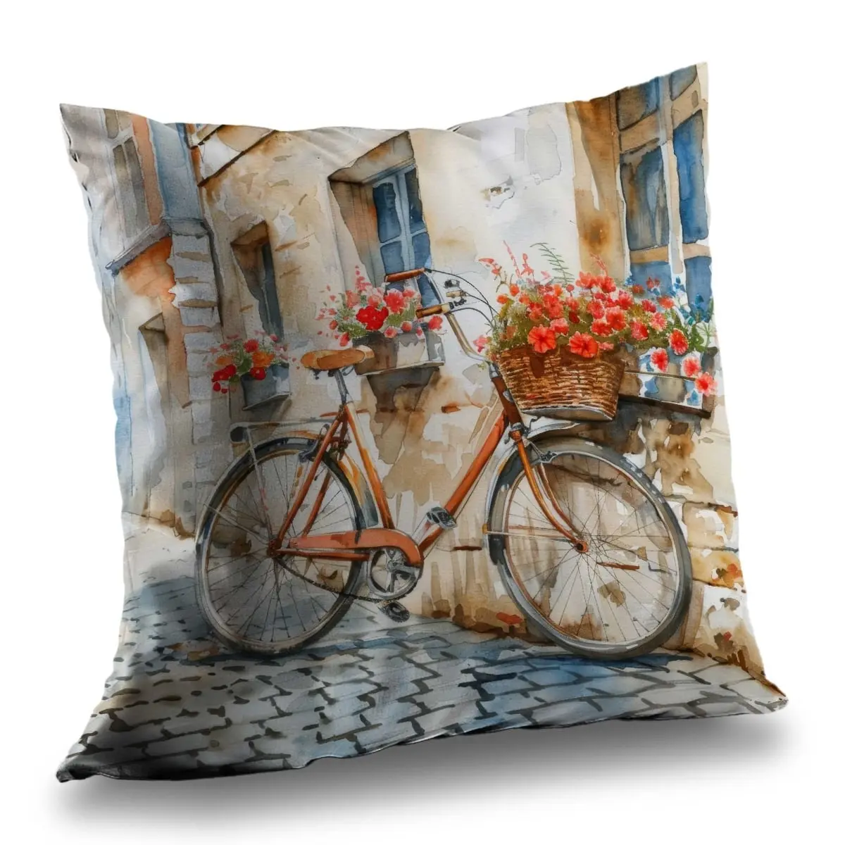 Begin Home Decor C1PC2626J9OSVK 26 x 26 in. Ready to Go Beige Poly Twill Throw - Home Decor Accent