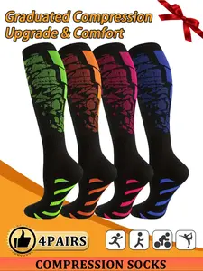 Unisex's Solid Color Compression Socks, Sports Socks for Running, Performance and Recovery, Women's Sports Socks for Daily Wear