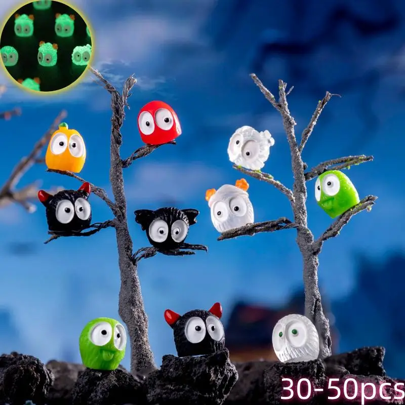Random Color Luminous Owl Pattern Miniature Figurines, 30/50pcs Cute Glow in The Dark Ornaments, DIY Decorative Accessories for Fish Tank & Aquarium