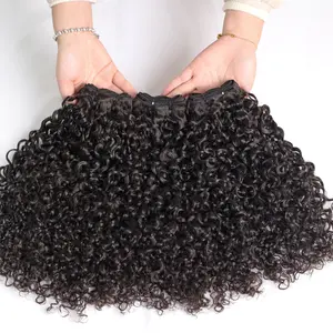 [NEW IN]Burmese Curly Bundles Human Hair Extensions 100% Unprocessed Virgin Brazilian Hair 16A Raw Natural Black Human Hair Bundles Weaving Curly End for Black Women