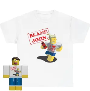 Shedletsky Blame John T-Shirt, Forsaken Vintage Graphic Tee, Soft Cotton Short Sleeve Shirt, Unisex Casual Wear, Bold Retro Design for Men & Women