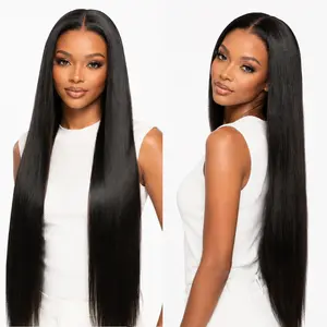 U&A 30-Inch Long Straight Synthetic Lace Front Glueless Wig, 9x7 HD Lace Wear-and-Go Wig with Pre-Plucked Natural Hairline & Tiny Knots for Daily & Party Use, Wigs Glueless