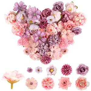 40PCS Artificial Flowers Flower Heads, Flowers for Crafts with 9 Styles, Artificial Flowers Mini Silk Flowers, Artificial Flower Heads for Wedding Home DIY Crafts Scrapbooking Decorative