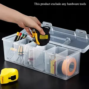 PrimPick 7pcs (6 small boxes +1 large box) tool parts storage box, multi-compartment portable transparent tool storage box, household screws, wrenches, hardware accessories classified storage box, toy organization box