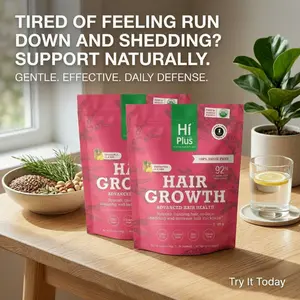 HiPlus 2-pack Hair Gummies for Women with Biotin & Vitamin C Promotes Hair Strength and Nourishment Optimum Dietary Supplement Natural Edible Colagen High Iron Pineapple Flavor 90 Gummies