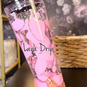 Lava Drip Snowglobe Cup Custom Made - Acrylic Tumbler, Lid and Straw