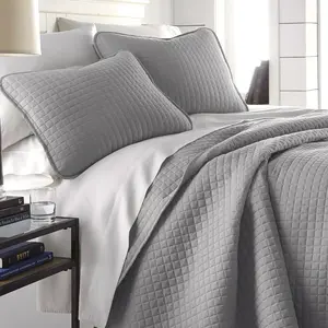 Quilted Summer Comforter, King Size Quilt, Brushed Lightweight Bedspread, Pet Hair Resistant, California/King Quilt Coverlet with 2 Shams, Steel Grey