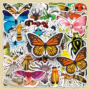 Insect Themed Sticker, 120pcs/set Creative Butterfly & Insect Pattern Decorative Sticker, DIY Decals for Water Bottle, Laptop, Phone Case