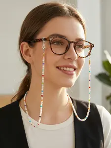 Elegant Beaded Eyeglass Chain, Multicolor Pearl Necklace Strap, Stylish Mask Lanyard, Fashionable Glasses Cord