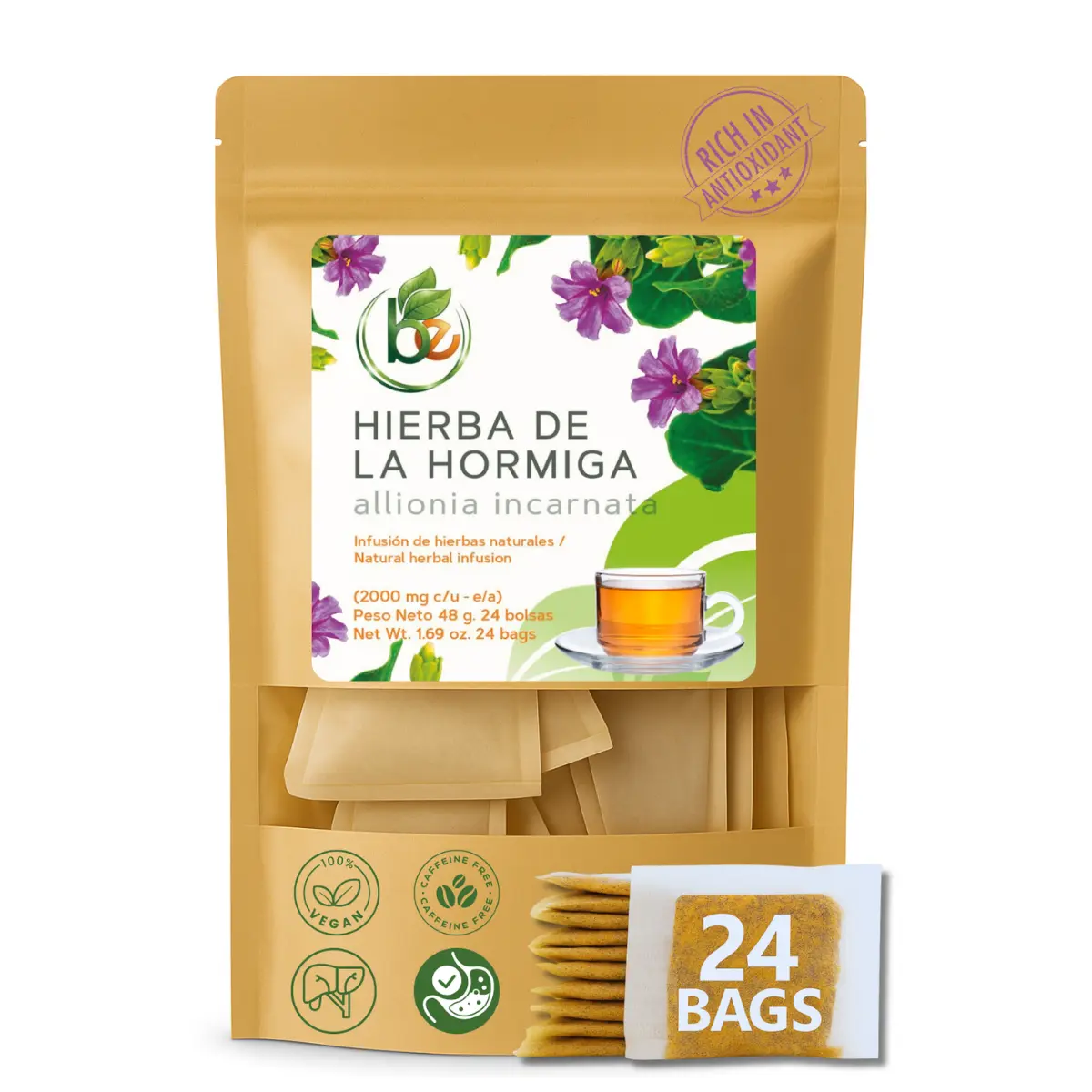 Hierba de la Hormiga (Trailing Windmills) Herbal Tea - 24 Premium Tea Bags (2000mg per Bag) - Authentic 100% Natural Mexican Botanical - Caffeine-Free, Vegan & Non-GMO - by BEXPERTSUSA