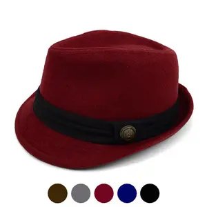 Westend Fall/Winter Trilby Fedora Hat with Button Accent & Band Trim