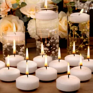 Floating Candles 2-Inch 12 Pack White Unscented Smokeless Slow Burning Water Candle Set for Centerpieces Wedding Party Gifts Home Decor