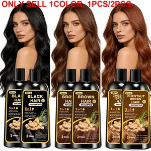 All-in-One Coloring Shampoo 100ml with 5 Herbal Powers - Quick 15-Minute Application, Multiple Shades, Infused with Ginger, Rosemary & Black Sesame for Lasting Color, Strength, Gentle Hair Care & Brilliant Shine