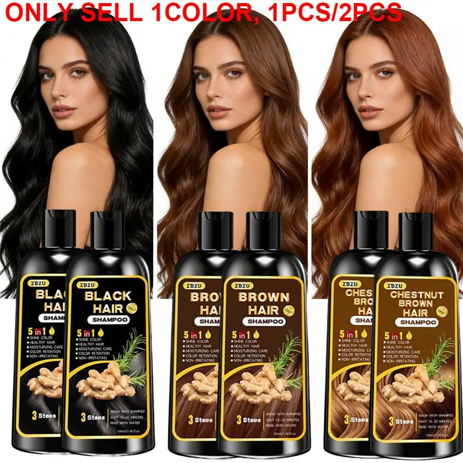 All-in-One Coloring Shampoo 100ml with 5 Herbal Powers - Quick 15-Minute Application, Multiple Shades, Infused with Ginger, Rosemary & Black Sesame for Lasting Color, Strength, Gentle Hair Care & Brilliant Shine