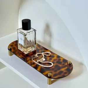 Vintage-Inspired Tortoise Yellow Brass Color Acrylic Abstract Patterned Lazy Chill Scented Candle Holder, Luxury Home Decor Organizer Gifts Glass Ornaments Decoration Tortoiseshell