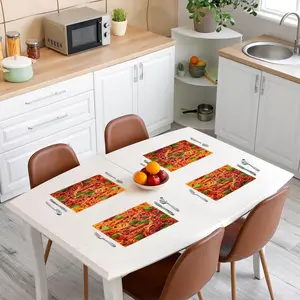 Spaghetti Placemats Set of 4,Tomato Spaghetti Placemat,18"x12" 3D Food Themed Indoor Table Place Mats,Realistic Food Indoor Outdoor,Decor Table Mats