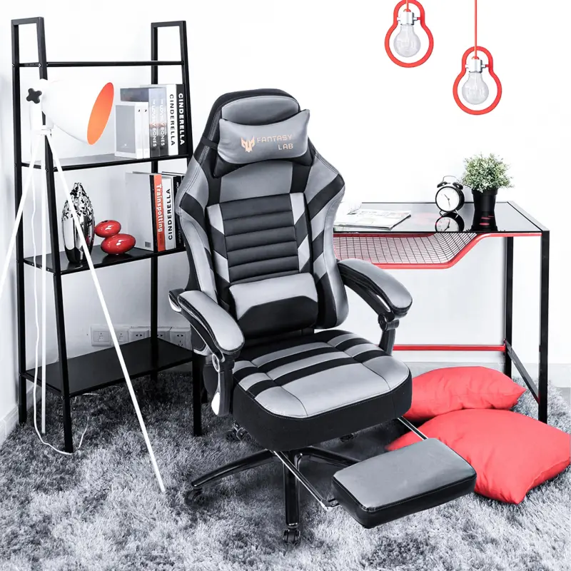 High-Back PU Leather Modern Ergonomic Racing Gaming Chair - Adjustable Seat Height, Swivel, Lumbar Massage, Waist Protection, Comfortable for Home & Office Long Sitting