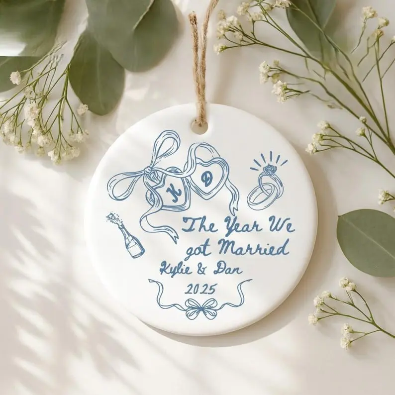 The Year We Got Married Ornament – Personalized Wedding Ornament – Custom Couple Name Christmas Gift – Wedding Keepsake – Free Gift Box