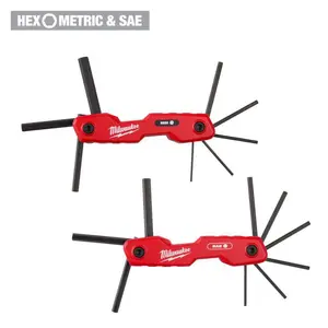 17-Key Folding Hex Key Sets - SAE/Metric