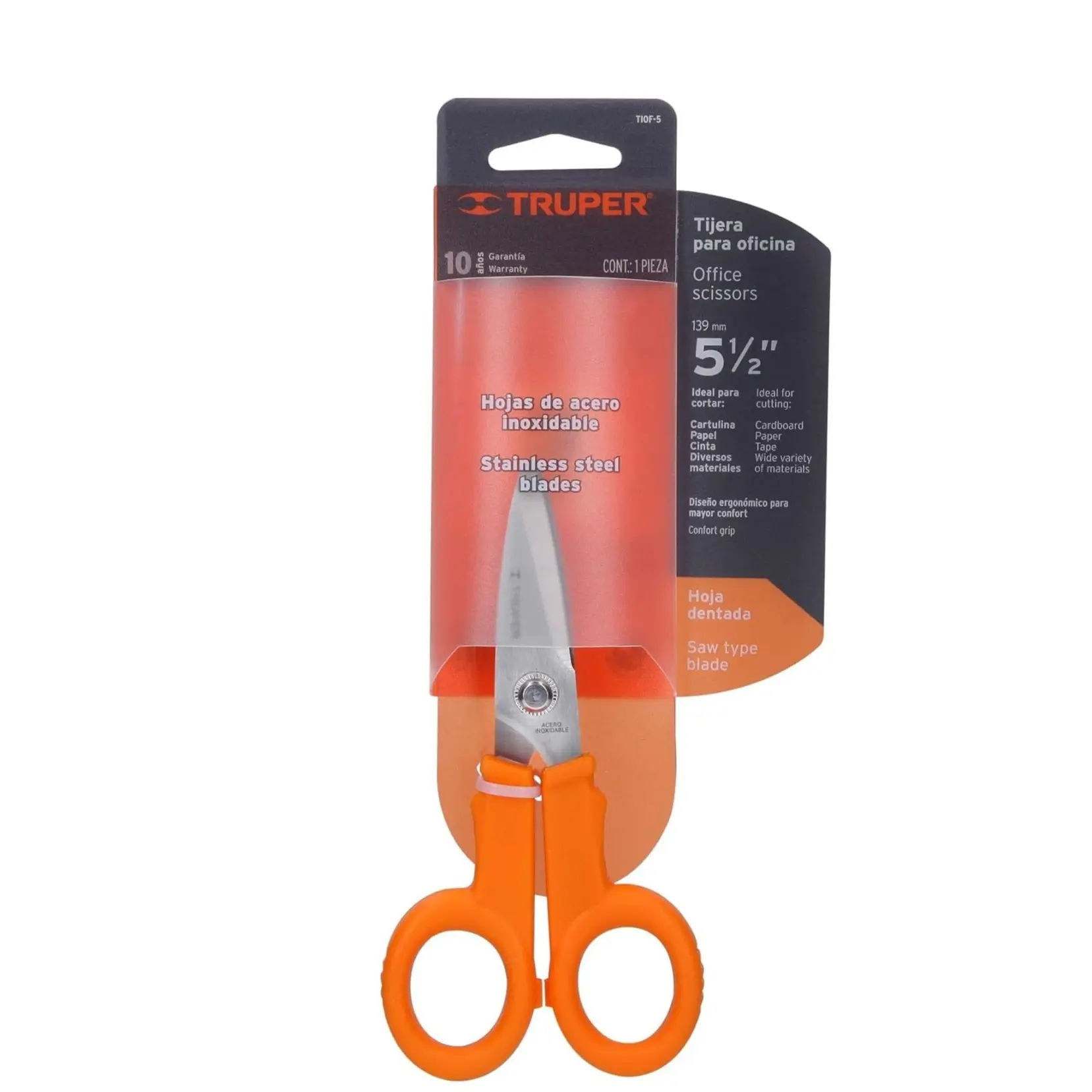 Stainless Steel Dubbing Scissors 5 1/2" Gamefowl Tijeras para Gallos with Orange Handles and Stainless Steel Blades