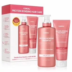 KUNDAL Protein Bonding Hair Care Set, Shampoo & Treatment for Damaged Hair, Violet Lily Scent, Protein Repair & Hydration Hair Care Kit