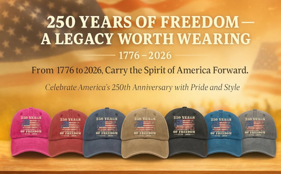 America Birthday Hat 1776 2026 250 Years Anniversary Hat for Men Low