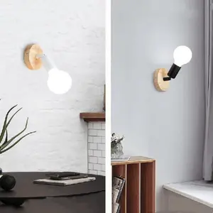 Modern Minimalist Wooden Wall Lamp for Bedroom Living Room Corridor, Creative Restaurant Coffee Shop Tea Store Decorative Lighting