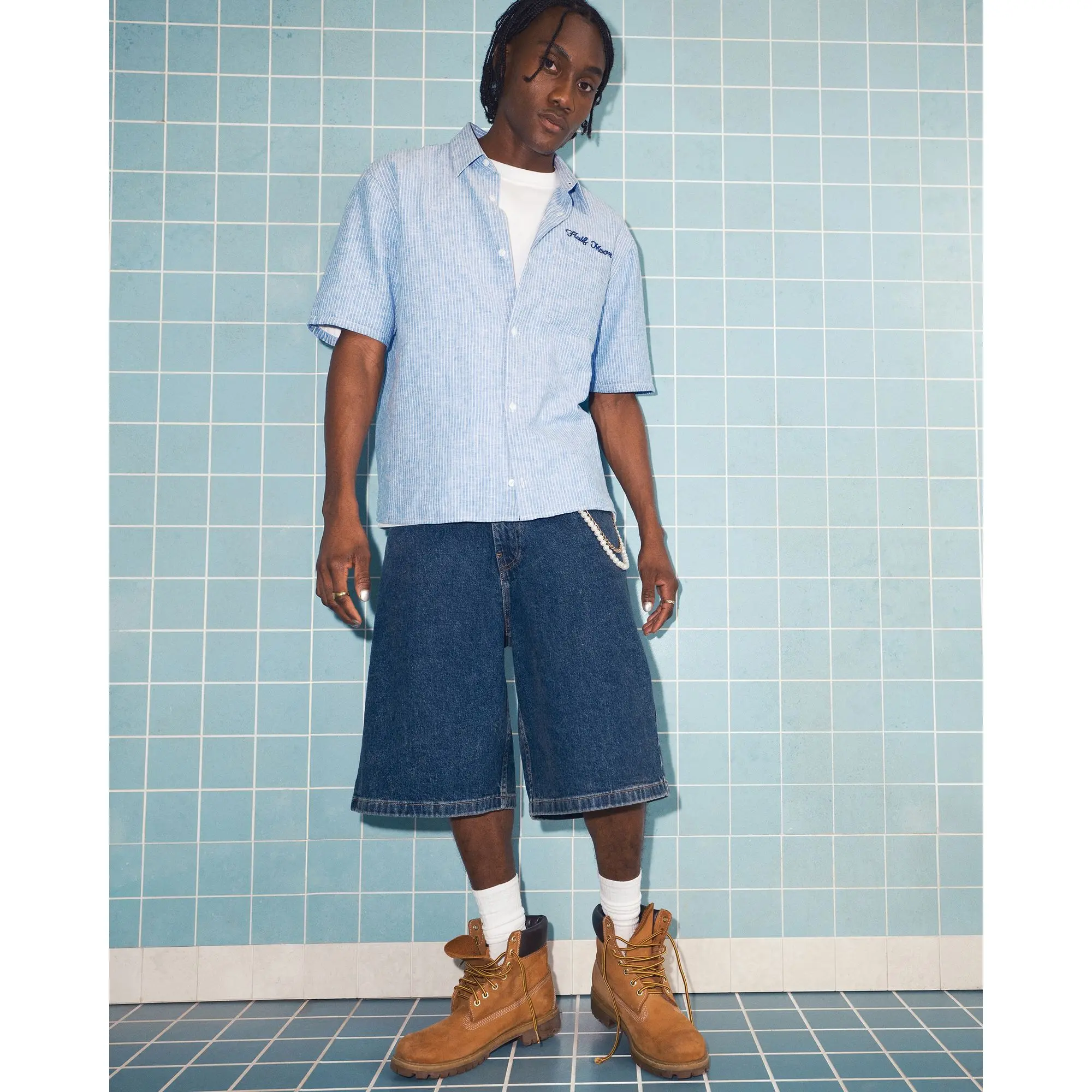 Hollister Dark Wash Super Baggy Jean Shorts