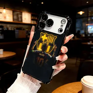 FC Barcelona Logo Four Comer Ant-Fall Phone Case Transparent Electroplated Protective Cover for iPhone 17 16 Pro Max 15 Air Plus 14 13 12 11E