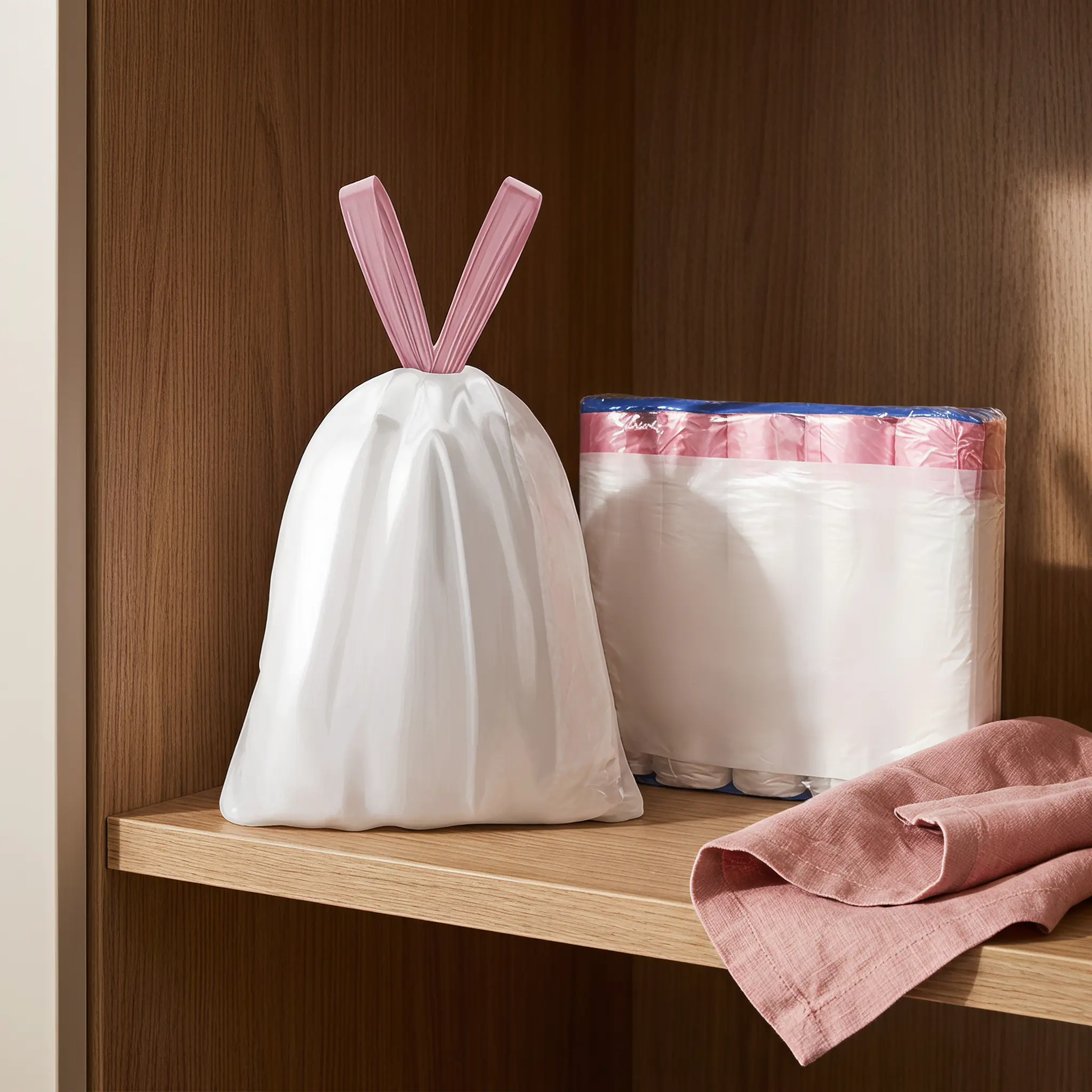 【SummerWins】Drawstring Trash Bags 17.72x17.72in, 75 Count (5 Rolls) Heavy Duty for Kitchen & Home