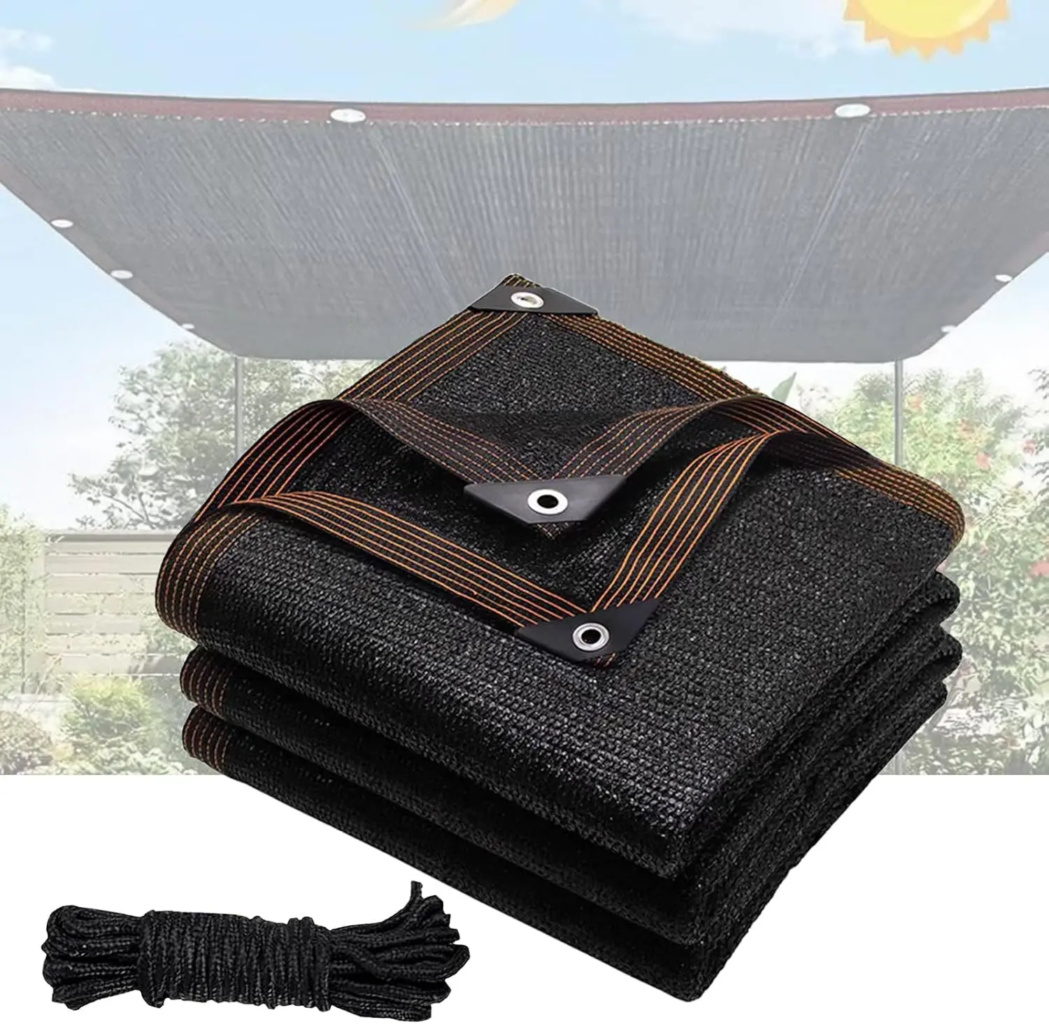 90% 20X30FT Black Shade Cloth, Outdoor Sunblock Shade Cloth with Grommets, Durable Sun Shade Netting Shading Antifreezing for Patio, Garden, Plants Cover, Greenhouse, Barns, Dog Kennel