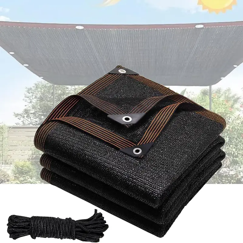 90% HDPE Mesh Grommeted Outdoor Sun Shade Cloth, 10x20FT Black UV-Proof Sunblock Net, Durable Antifreezing UV Resistant Parasols, Canopies & Shade for Patio, Garden (Patio Sunshade Canopy Alternative)