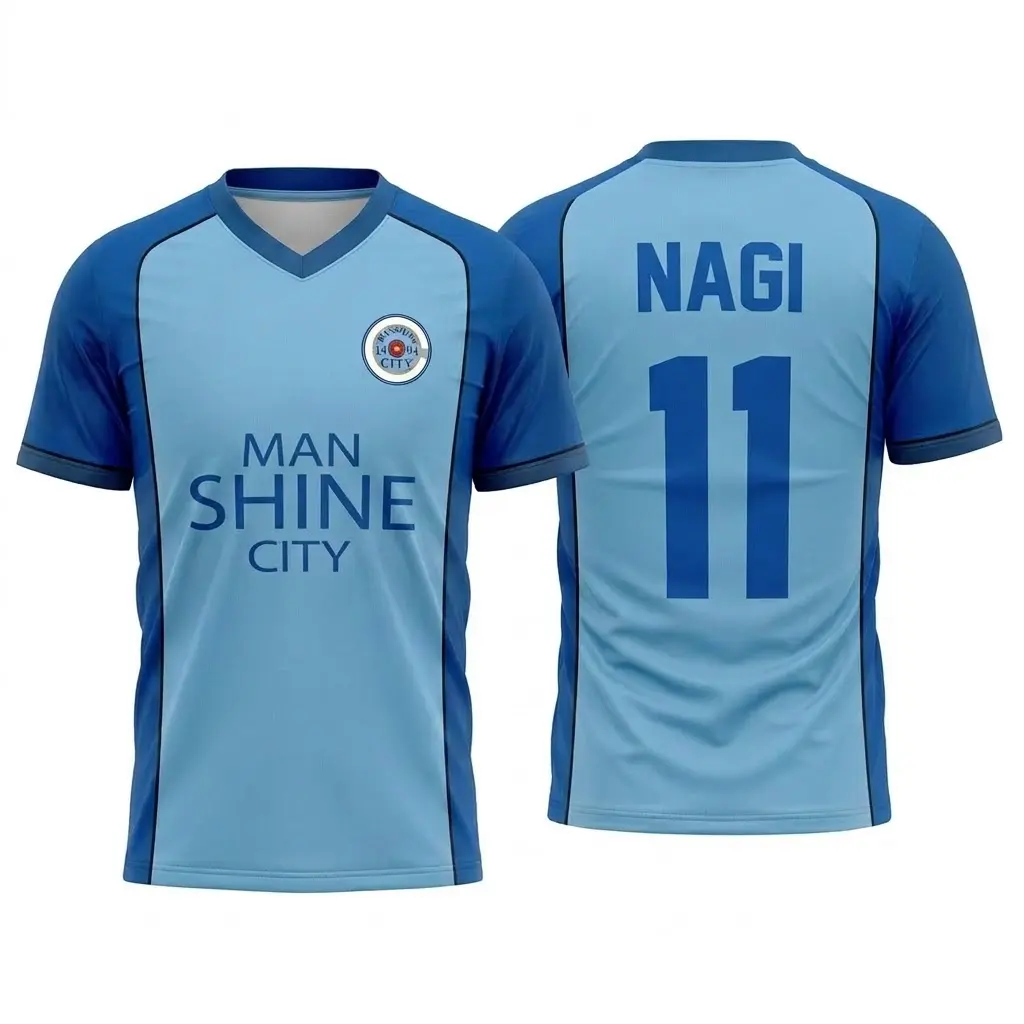 Blue Lock Nagi Seishiro 11 Manshine Jersey, Anime Manga Football Shirt, Sky Blue Navy Athletic Tee, Japanese Anime Cosplay Streetwear V-Neck Top, Breathable Mens Training Gym Shirt Gift