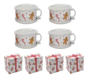 Temp-tations Set of (4) 25-oz Mug Meals w/ Lid-its & Gift Boxes