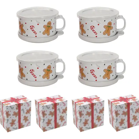 Temp-tations Set of (4) 25-oz Mug Meals w/ Lid-its & Gift Boxes